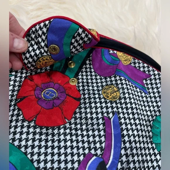 Christian Dior Vintage Lingerie /Hosiery Bag Rare!Houndstooth Ribbon Logo Print